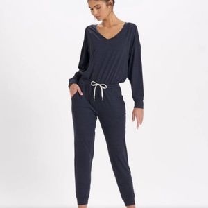 Vuori heathered navy blue jump suit.